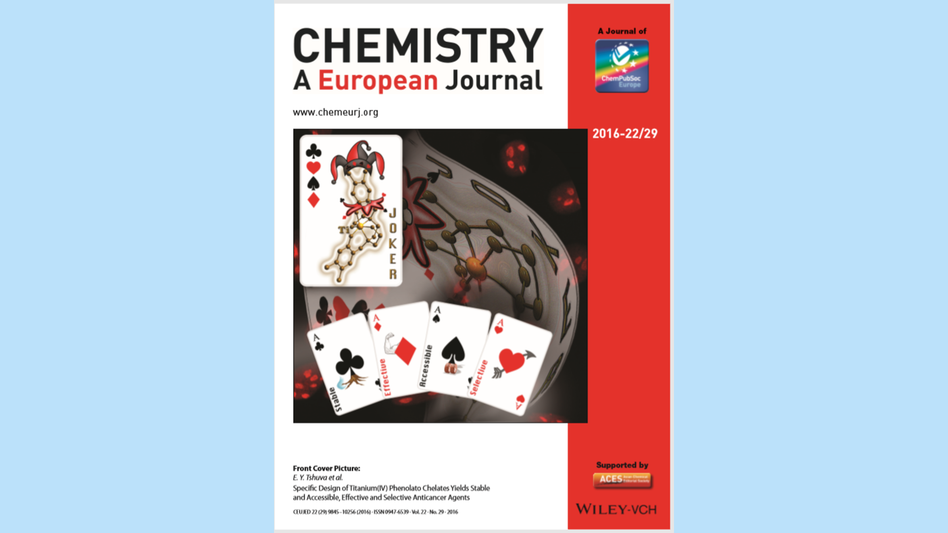 ChemEurJ cover, phenolaTi as the Joker having all four qualities required for an anticancer drug