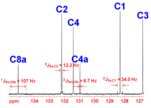 Selenium coupled carbon spectrum of selenoxanthenone